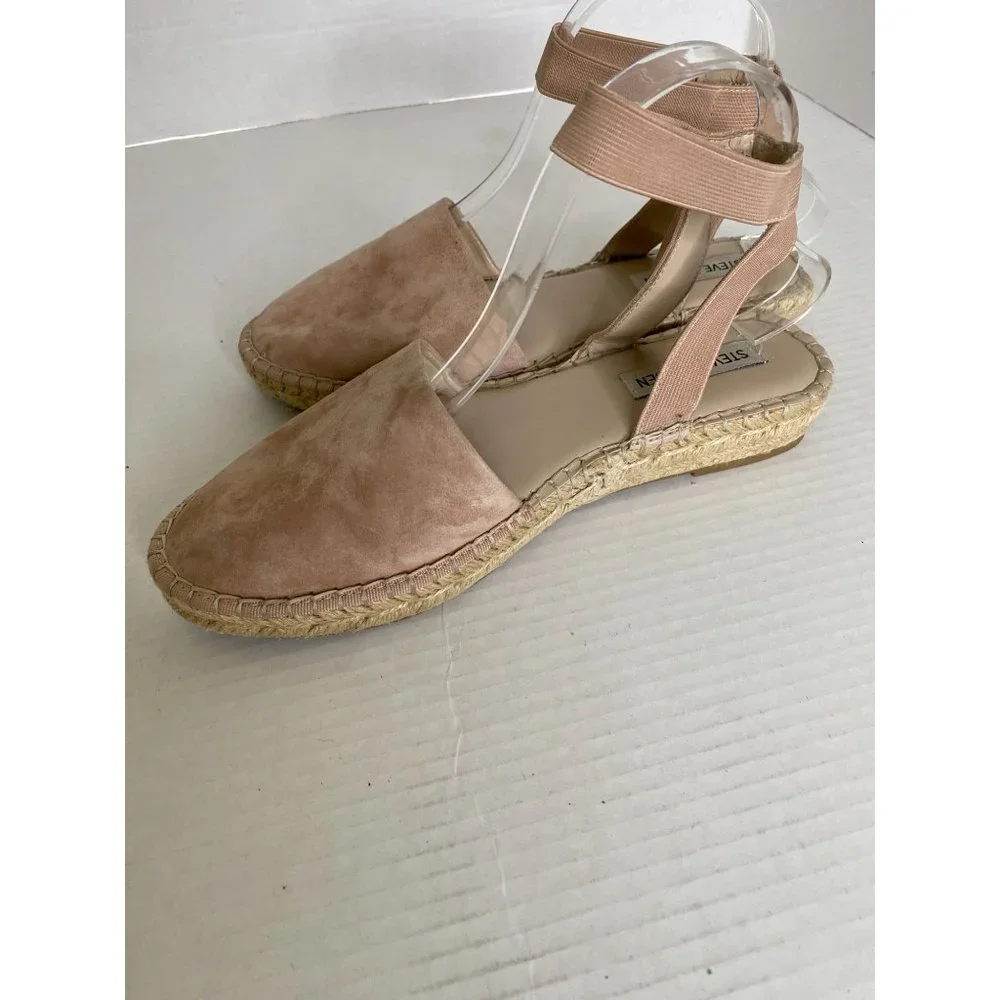 Steve Madden Moment Women’s 9.5M Tan Suede Espadrille Flats Ankle Strap Shoes